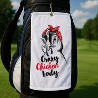 Crazy Chicken Lady + Funny Bandana Chicken Whisperer Gift Great Gift Golf Towel thumb 2