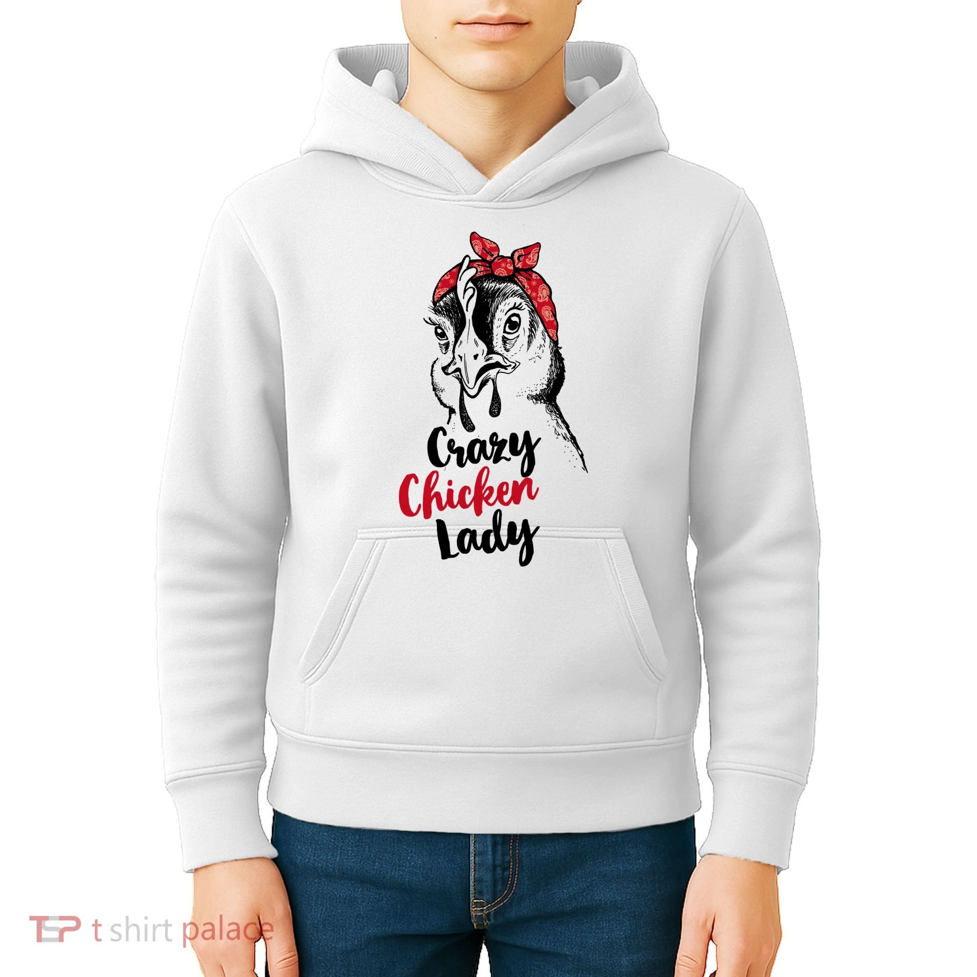 Crazy Chicken Lady + Funny Bandana Chicken Whisperer Gift Great Gift Kids Hoodie