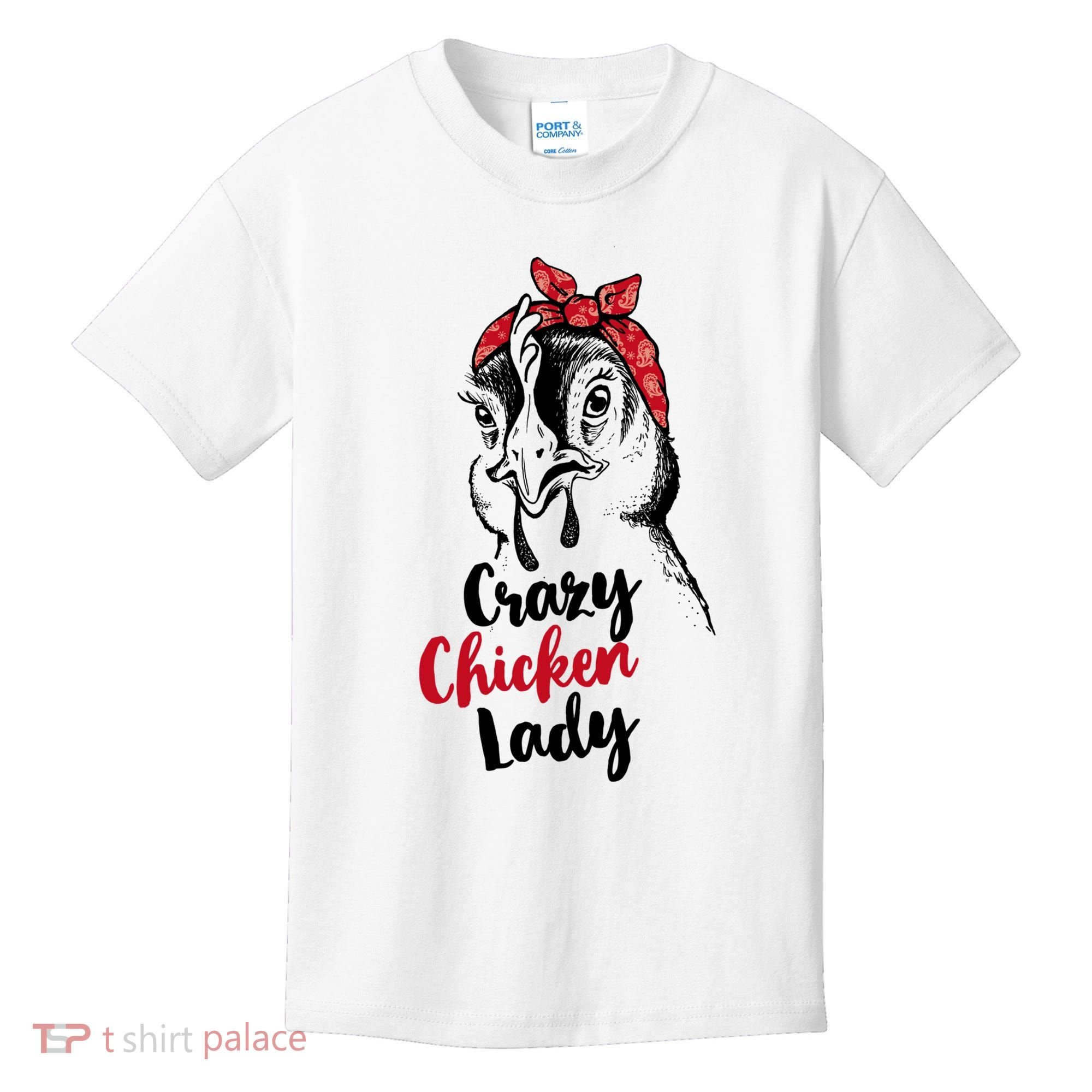 Crazy Chicken Lady + Funny Bandana Chicken Whisperer Gift Great Gift Kids T-Shirt