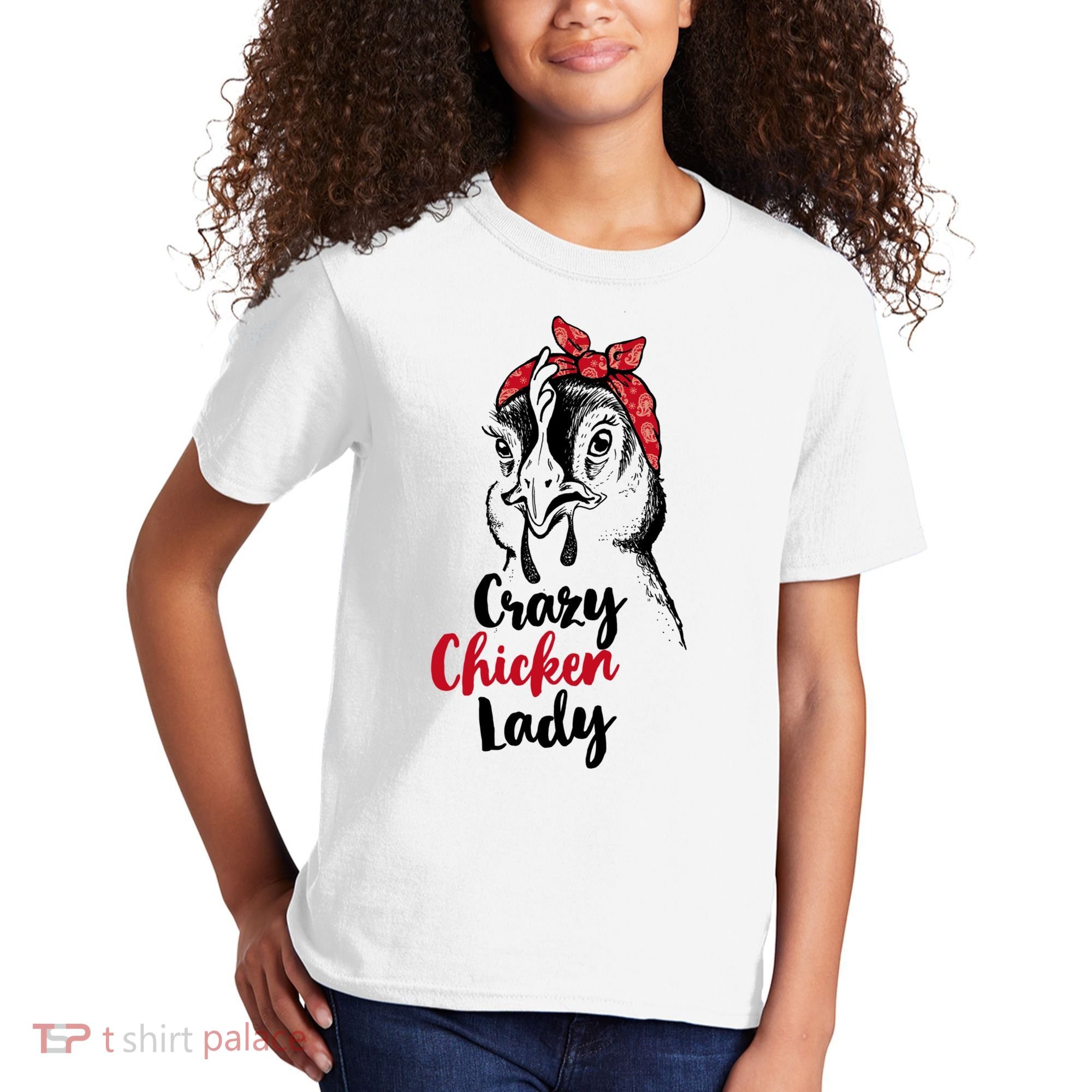 Crazy Chicken Lady + Funny Bandana Chicken Whisperer Gift Great Gift Kids T-Shirt