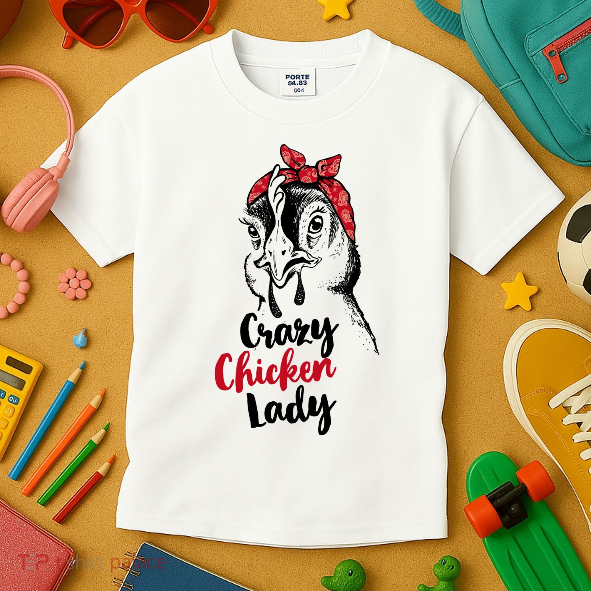 Crazy Chicken Lady + Funny Bandana Chicken Whisperer Gift Great Gift Kids T-Shirt