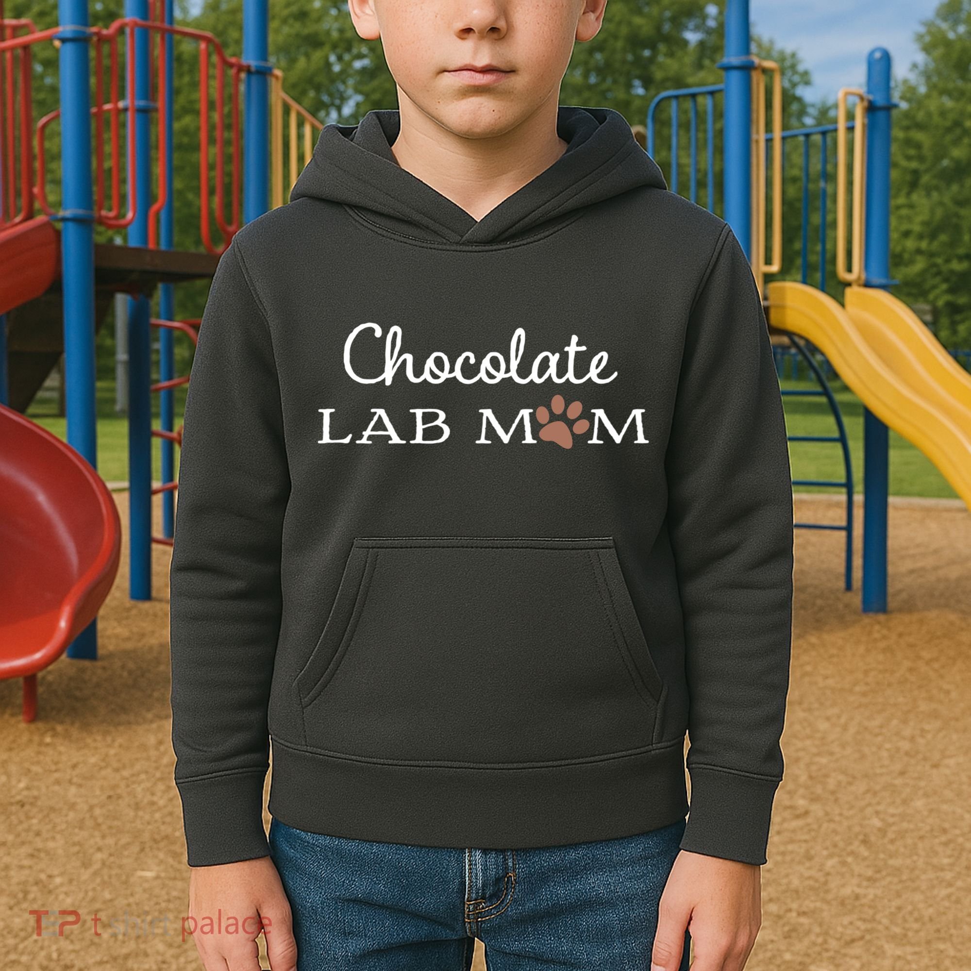 Cute Chocolate Lab Mom Gift For Lovers Kids Hoodie