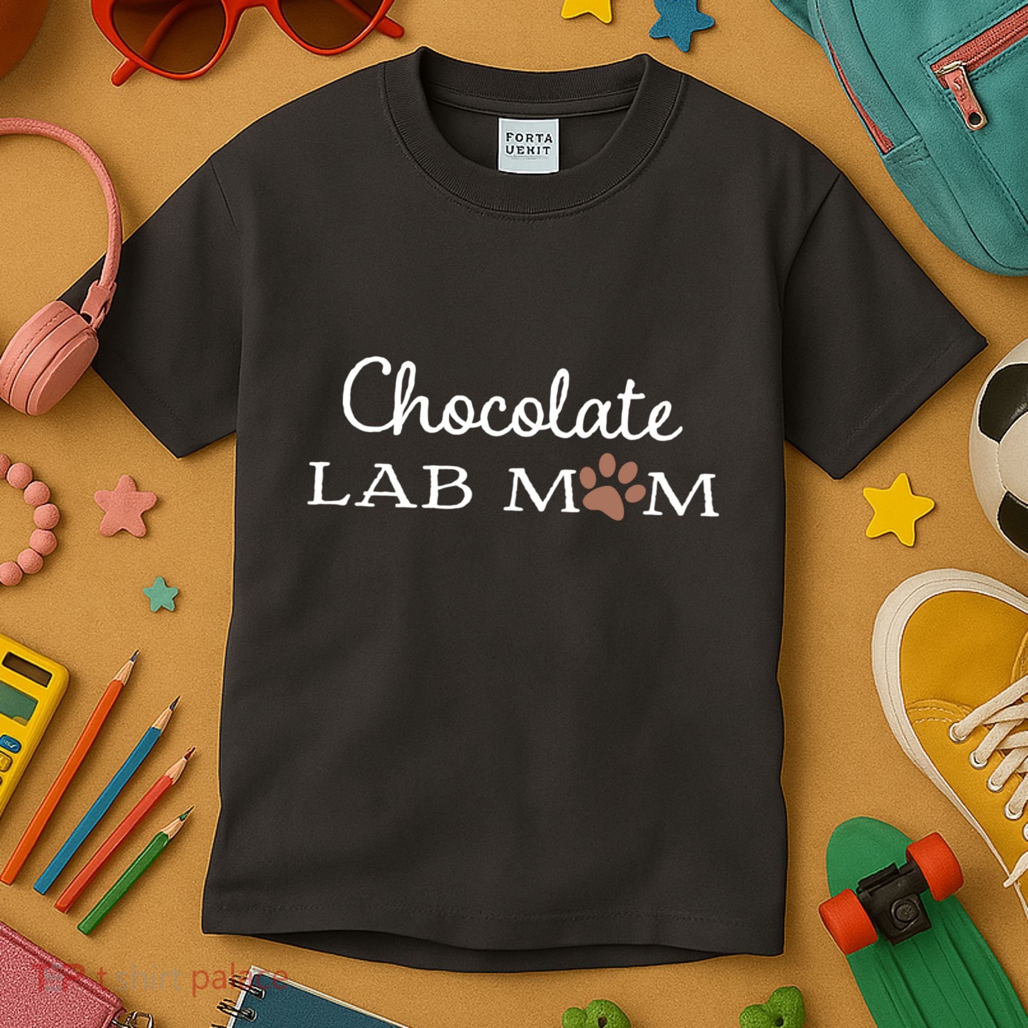 Cute Chocolate Lab Mom Gift For Lovers Kids T-Shirt