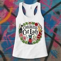 Childless Cat Ladies Against Fascism Women's Tank Top thumb 3