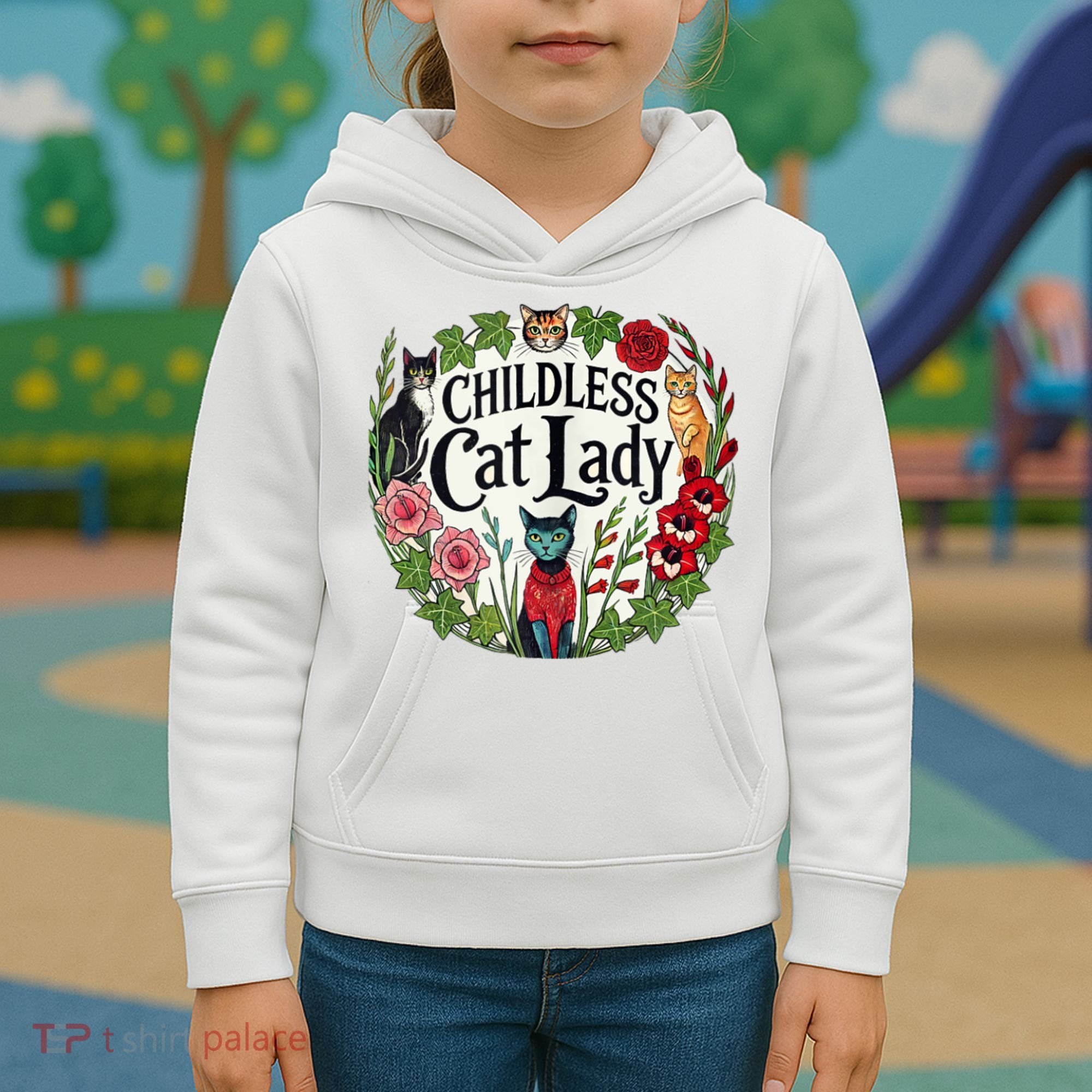 Childless Cat Ladies Against Fascism Kids Hoodie