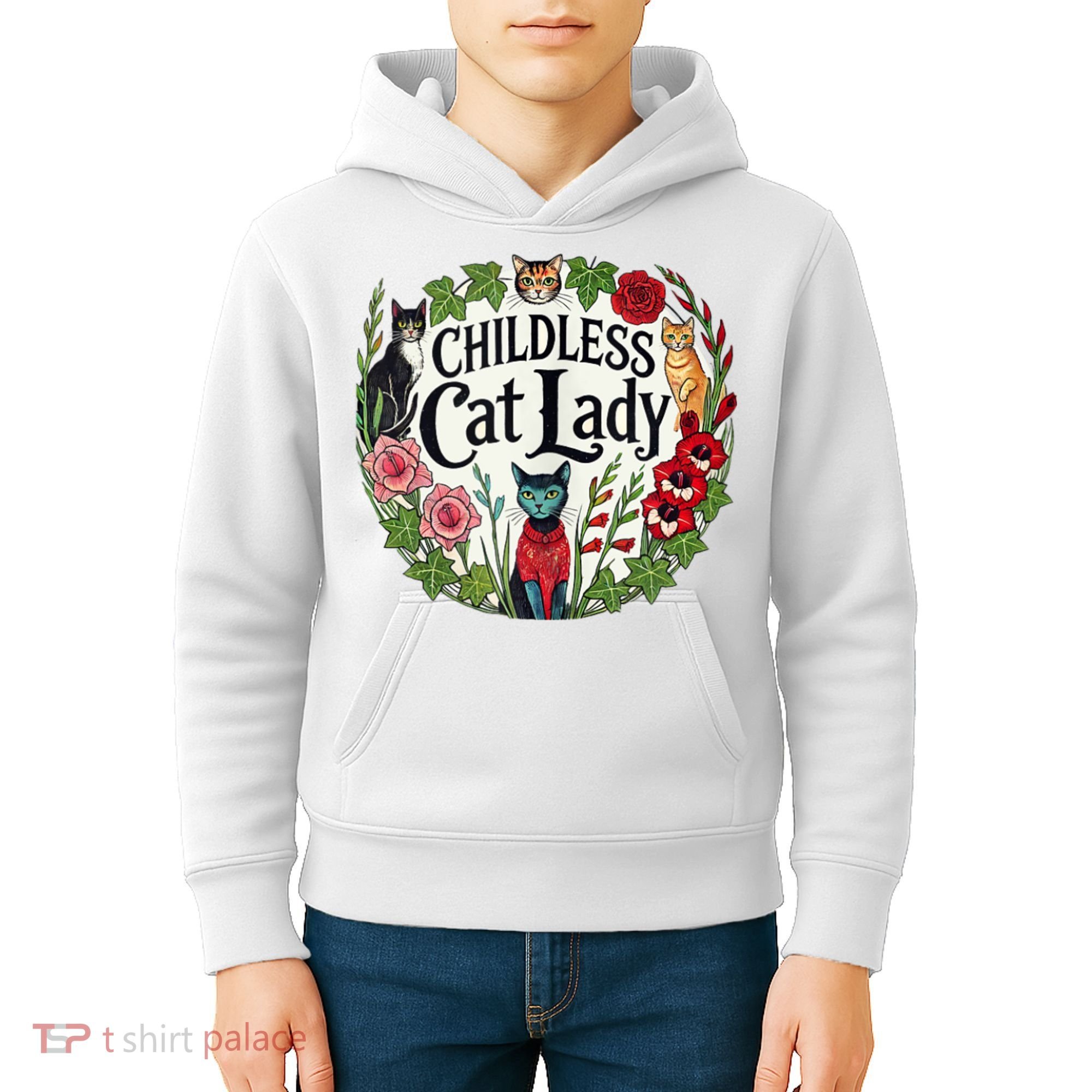 Childless Cat Ladies Against Fascism Kids Hoodie