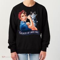 Childless Cat Ladies Vote Rosie The Riveter Gift Women's Sweatshirt thumb 0