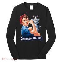 Childless Cat Ladies Vote Rosie The Riveter Gift Long Sleeve Shirt thumb 0