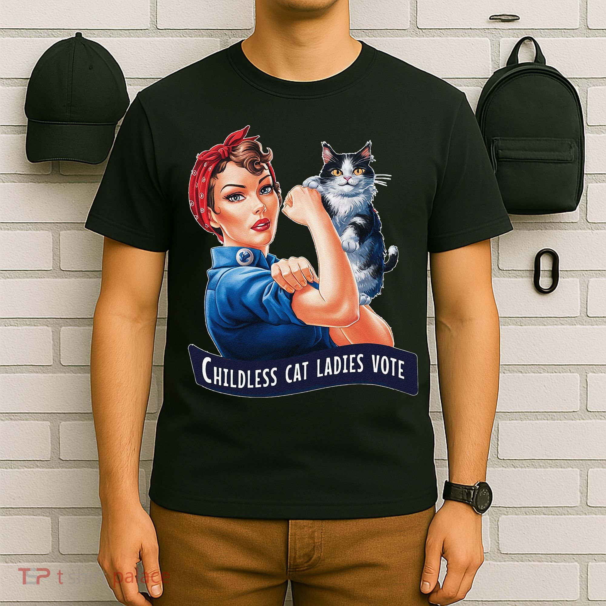 Childless Cat Ladies Vote Rosie The Riveter Gift T-Shirt
