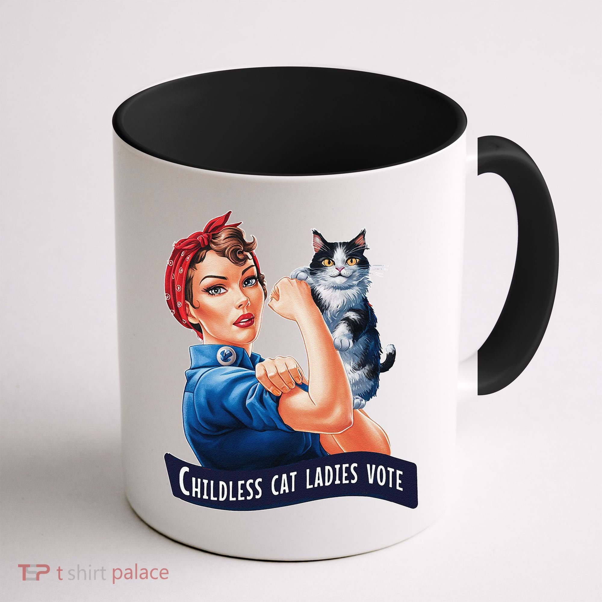 Childless Cat Ladies Vote Rosie The Riveter Gift Coffee Mug