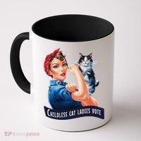 Childless Cat Ladies Vote Rosie The Riveter Gift Coffee Mug thumb 0