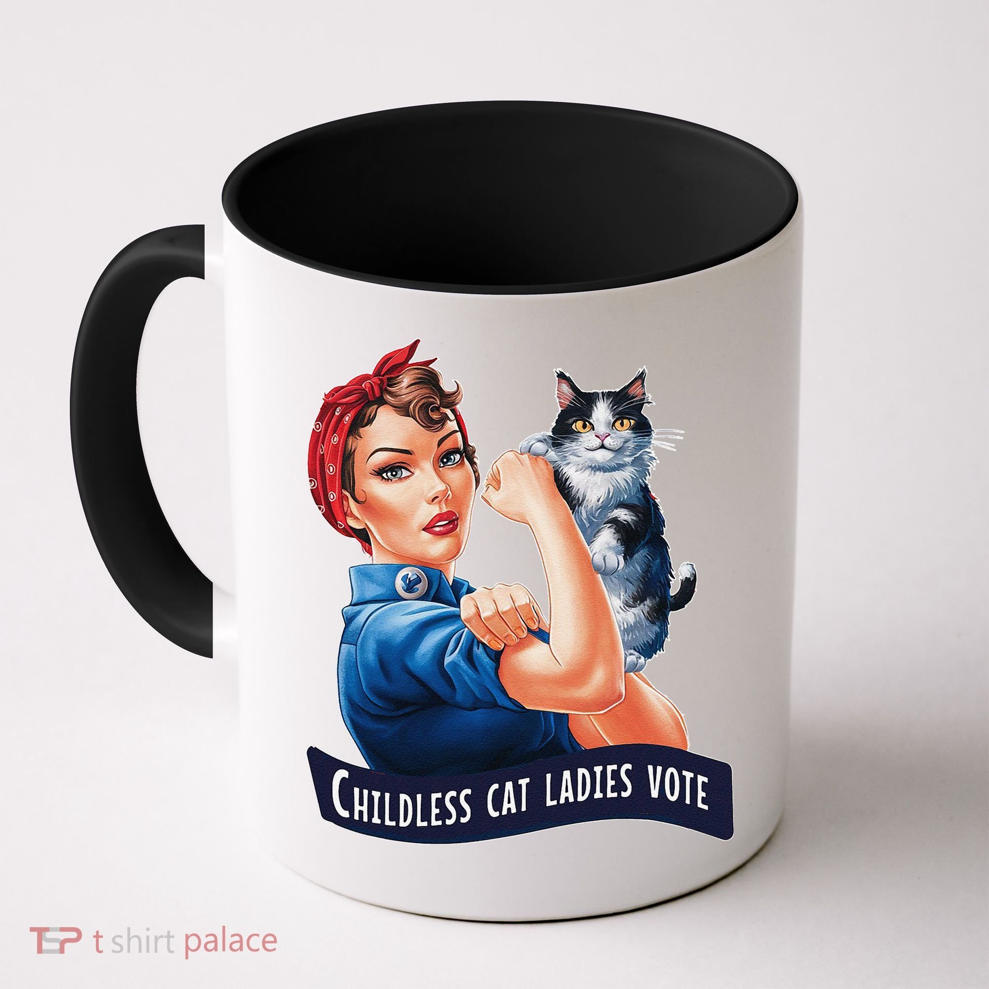 Childless Cat Ladies Vote Rosie The Riveter Gift Coffee Mug