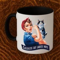 Childless Cat Ladies Vote Rosie The Riveter Gift Coffee Mug thumb 2