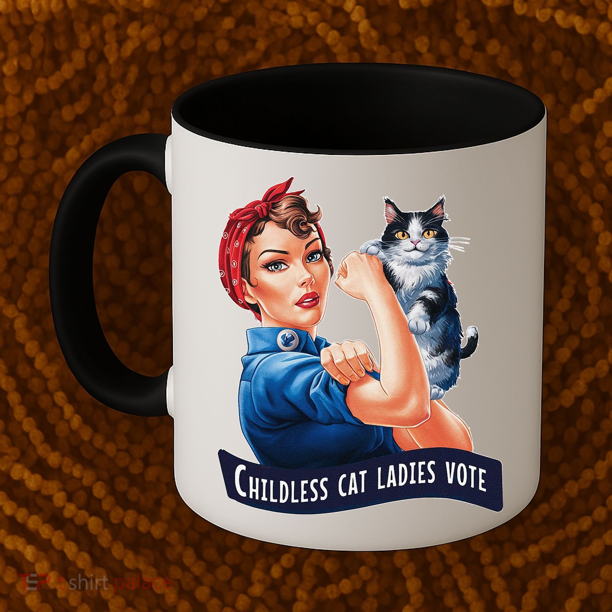 Childless Cat Ladies Vote Rosie The Riveter Gift Coffee Mug