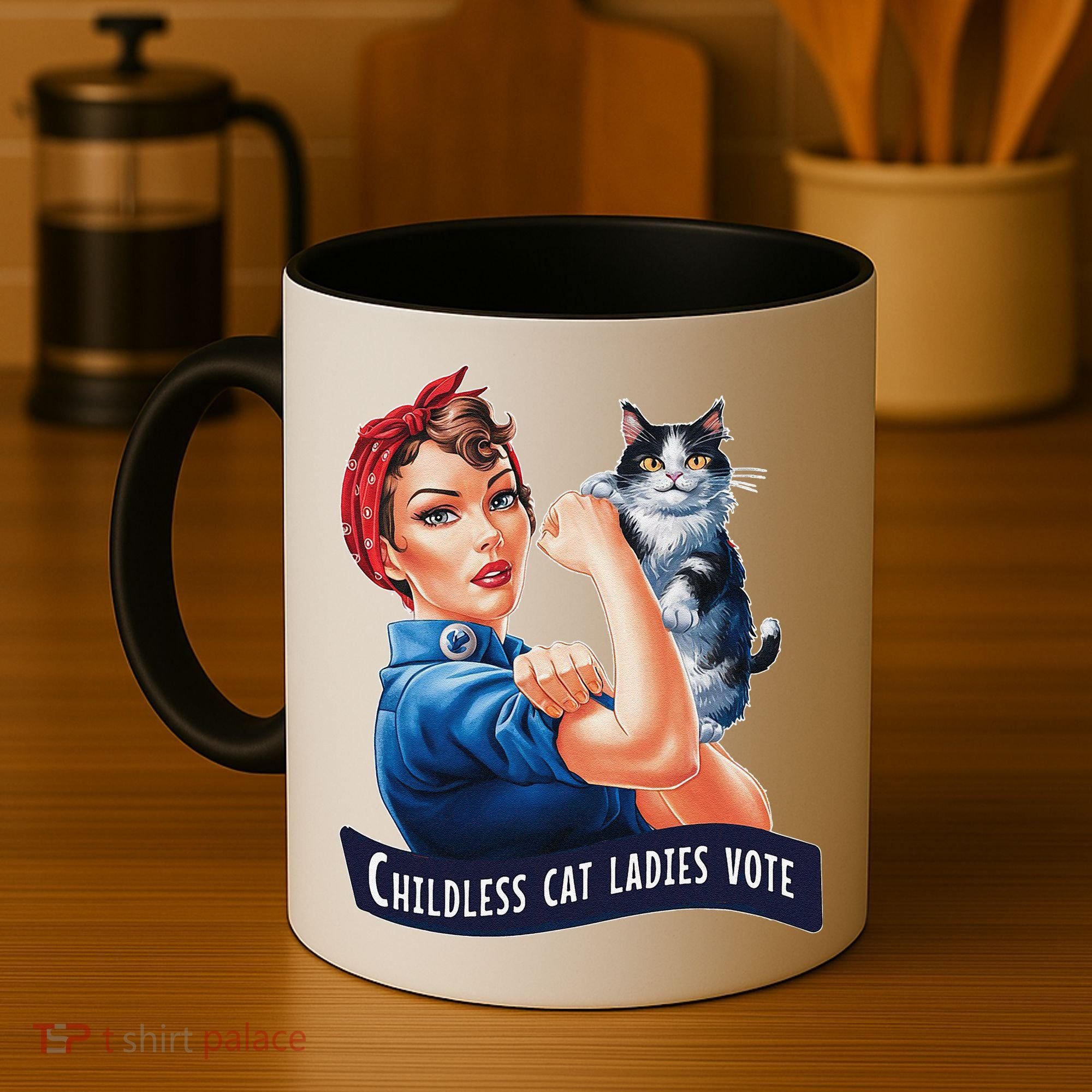 Childless Cat Ladies Vote Rosie The Riveter Gift Coffee Mug