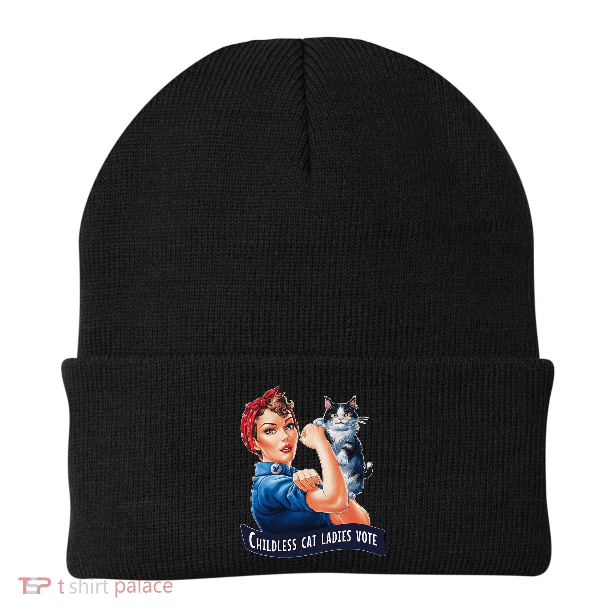 Childless Cat Ladies Vote Rosie The Riveter Gift Beanie