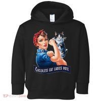 Childless Cat Ladies Vote Rosie The Riveter Gift Toddler Hoodie thumb 0