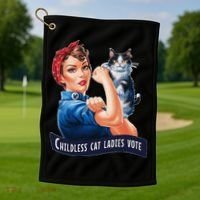 Childless Cat Ladies Vote Rosie The Riveter Gift Golf Towel thumb 1
