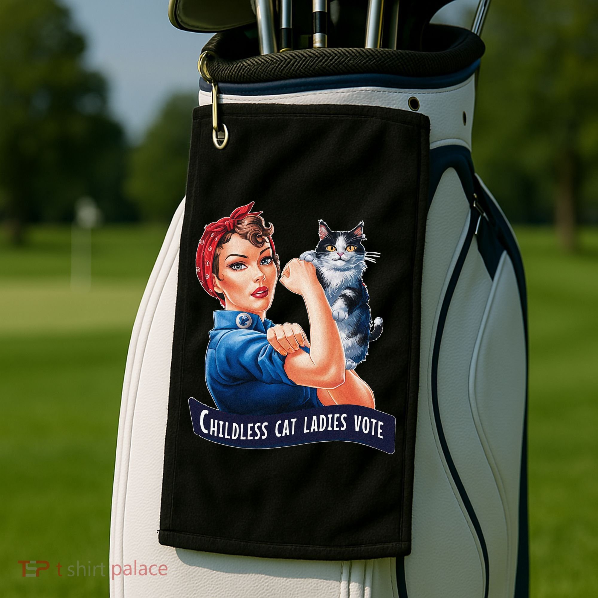 Childless Cat Ladies Vote Rosie The Riveter Gift Golf Towel