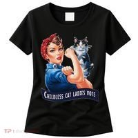 Childless Cat Ladies Vote Rosie The Riveter Gift Women's T-Shirt thumb 0