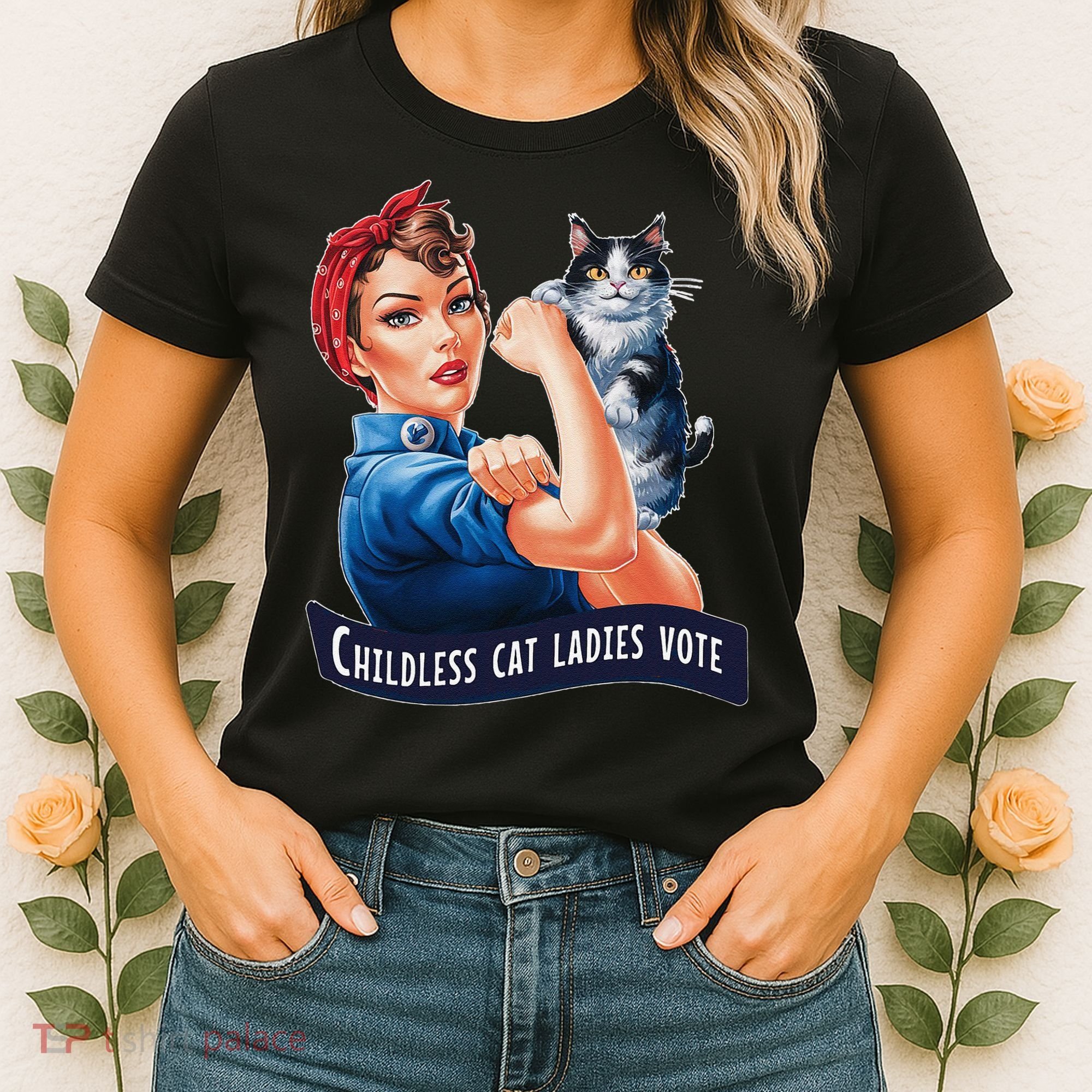 Childless Cat Ladies Vote Rosie The Riveter Gift Women's T-Shirt