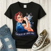 Childless Cat Ladies Vote Rosie The Riveter Gift Women's T-Shirt thumb 3