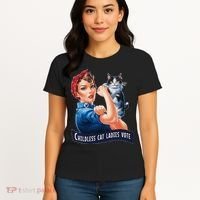 Childless Cat Ladies Vote Rosie The Riveter Gift Women's T-Shirt thumb 4