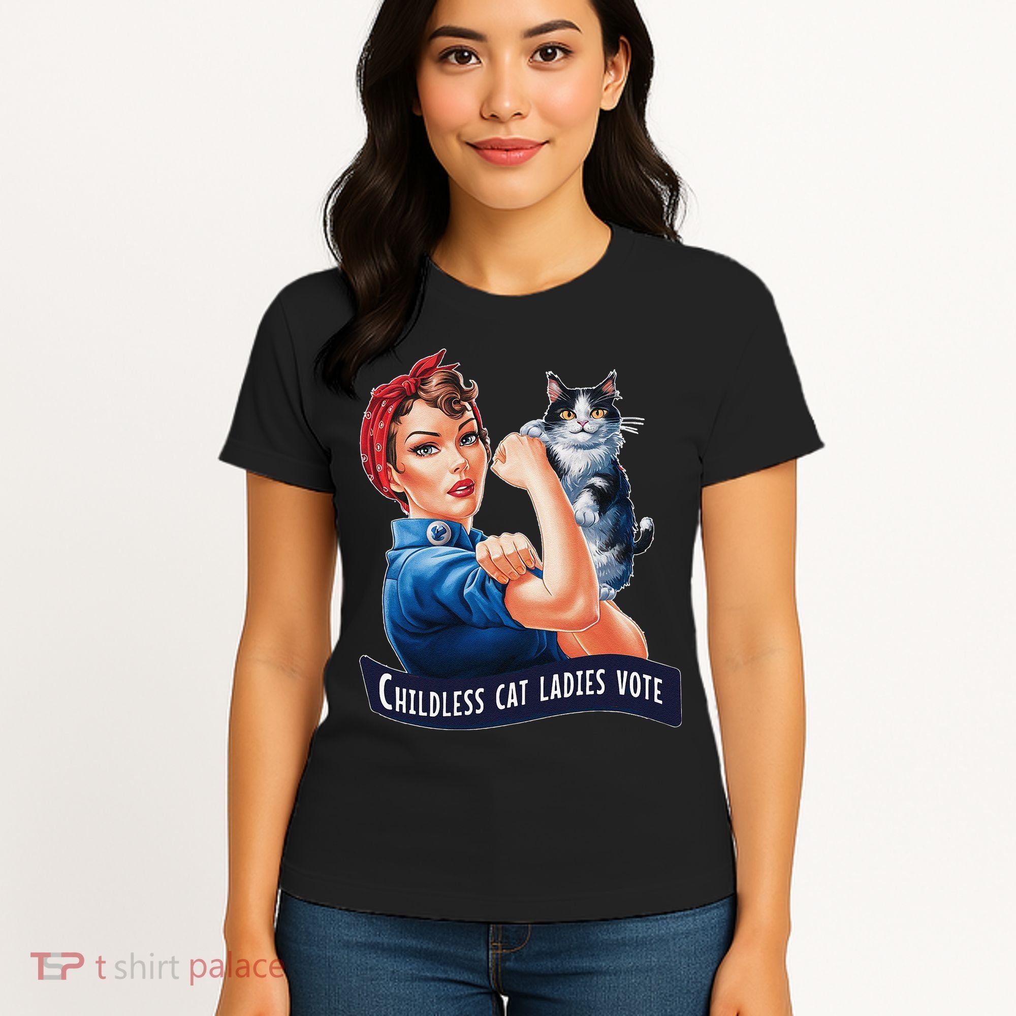 Childless Cat Ladies Vote Rosie The Riveter Gift Women's T-Shirt