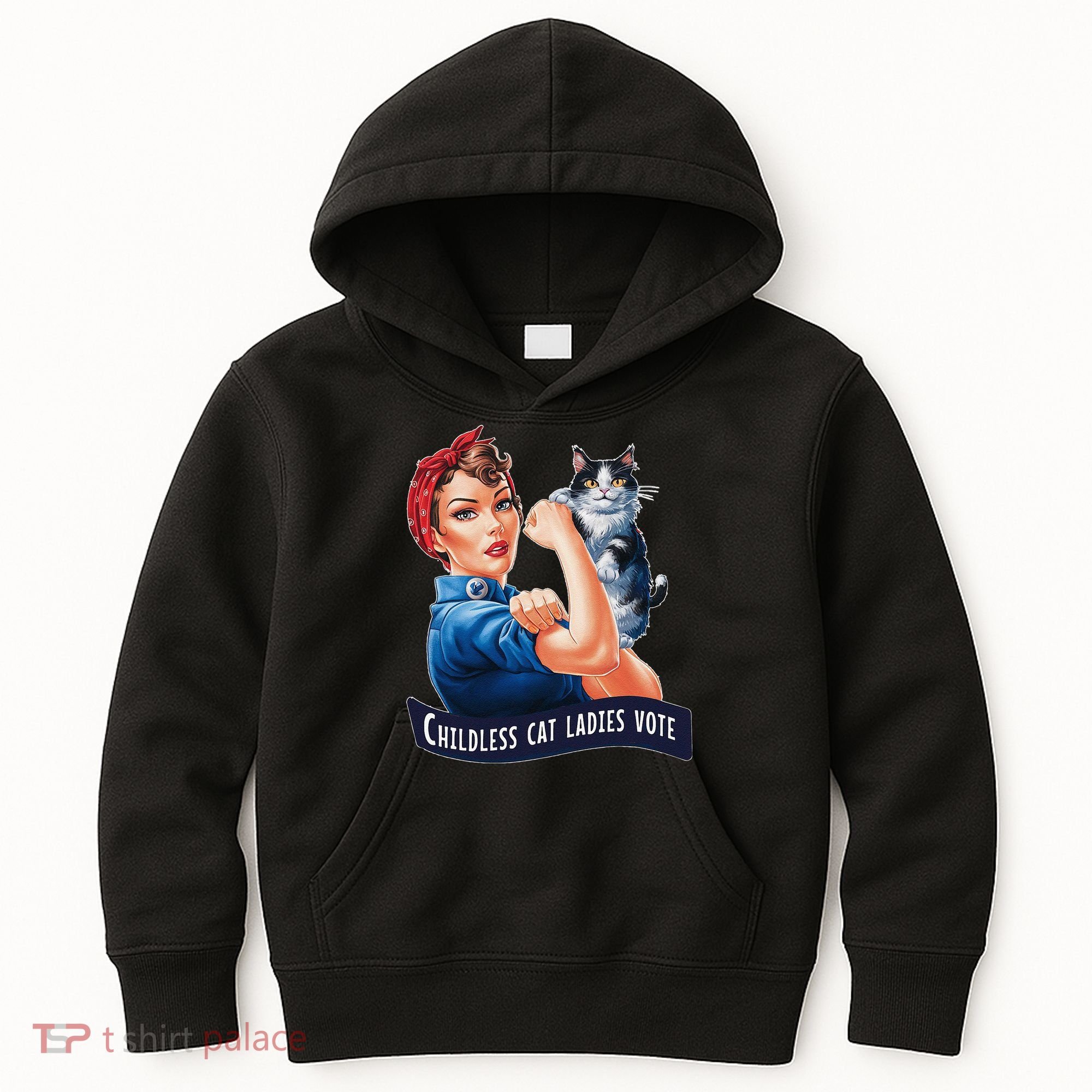 Childless Cat Ladies Vote Rosie The Riveter Gift Kids Hoodie