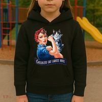 Childless Cat Ladies Vote Rosie The Riveter Gift Kids Hoodie thumb 3