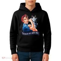 Childless Cat Ladies Vote Rosie The Riveter Gift Kids Hoodie thumb 4