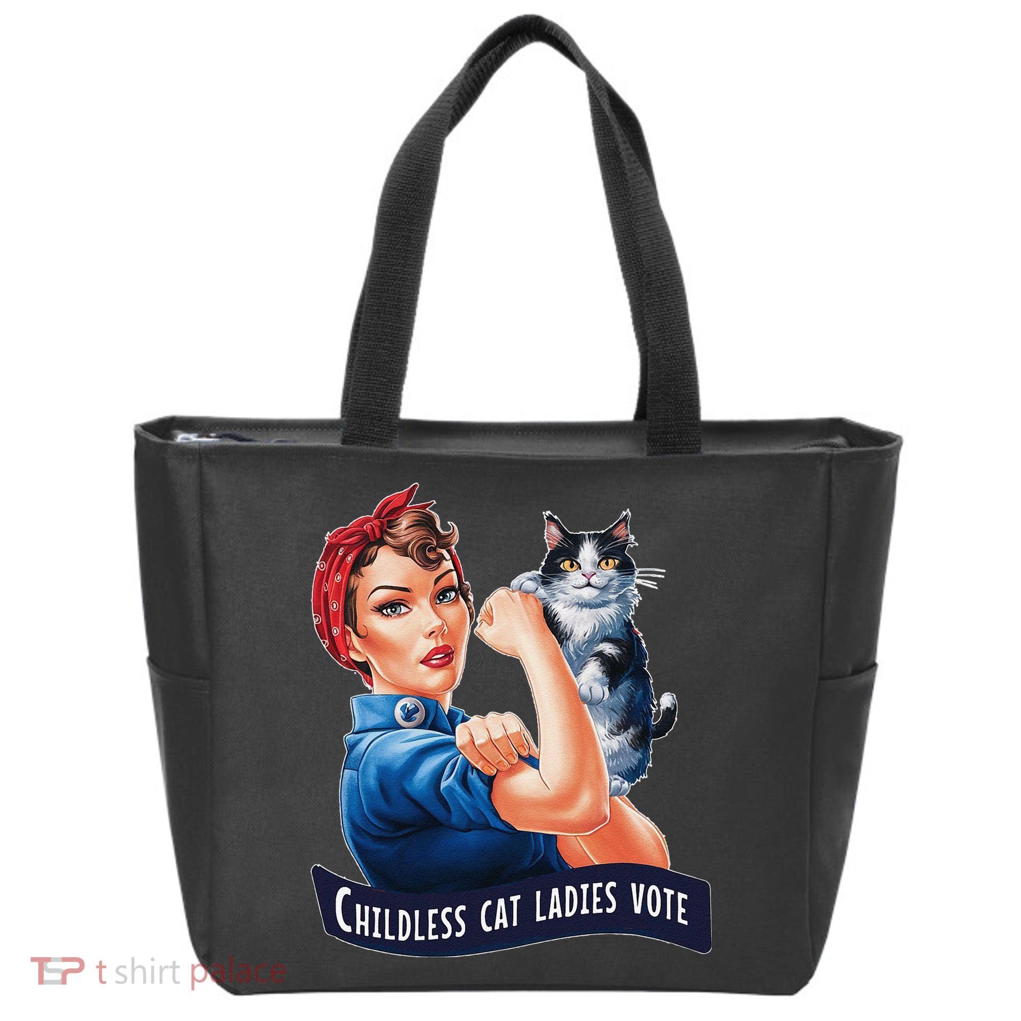 Childless Cat Ladies Vote Rosie The Riveter Gift Tote Bag