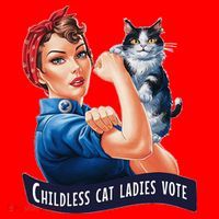 Childless Cat Ladies Vote Rosie The Riveter Gift Santa Hat thumb 1