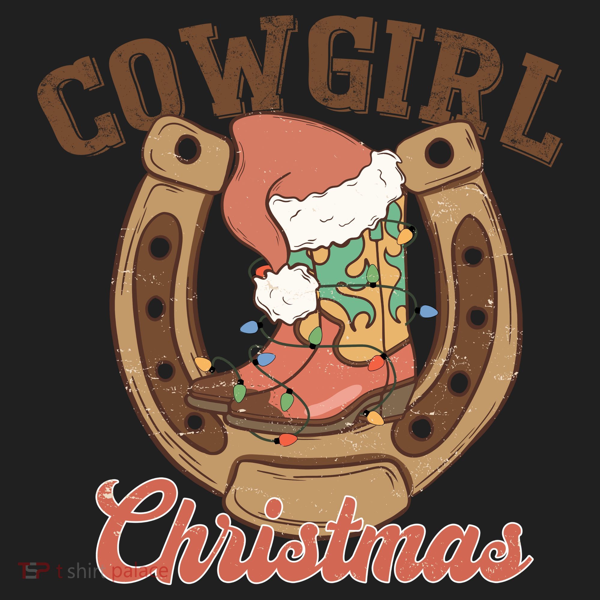 Cowgirl Christmas Lights Boots Funny Xmas Lights Gift Women's Sweatshirt