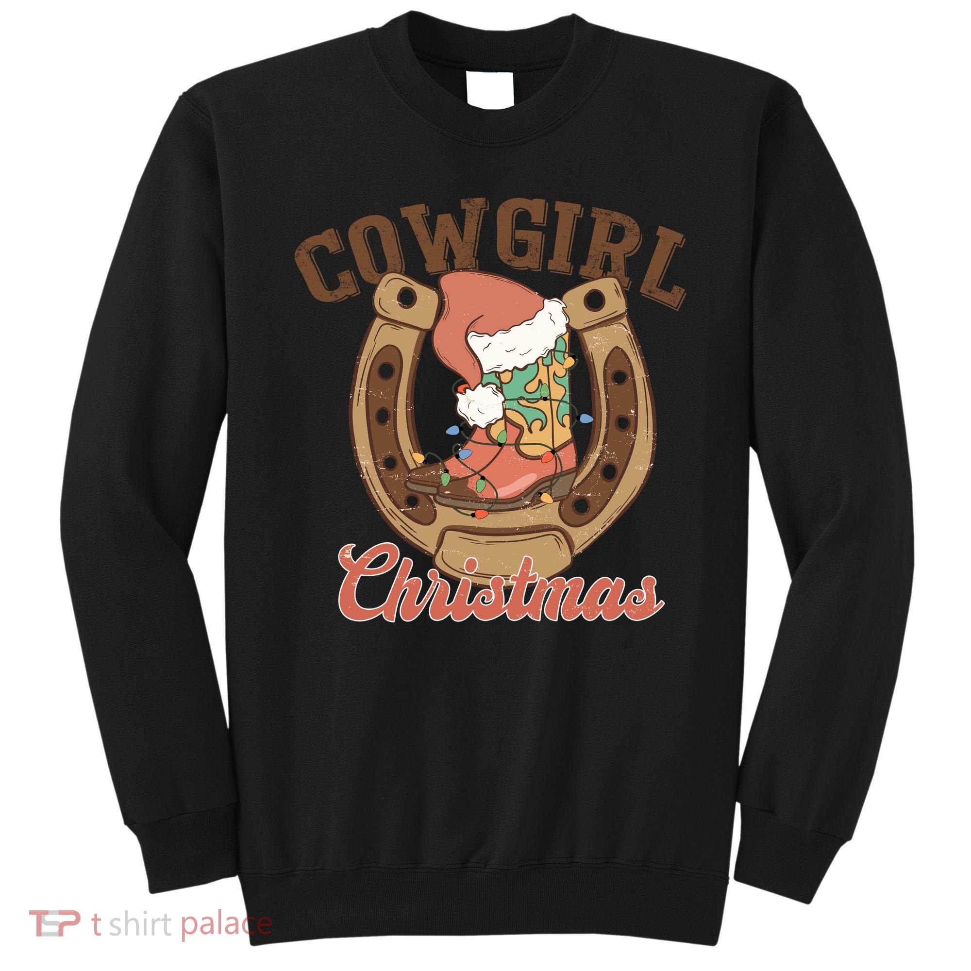 Cowgirl Christmas Lights Boots Funny Xmas Lights Gift Sweatshirt