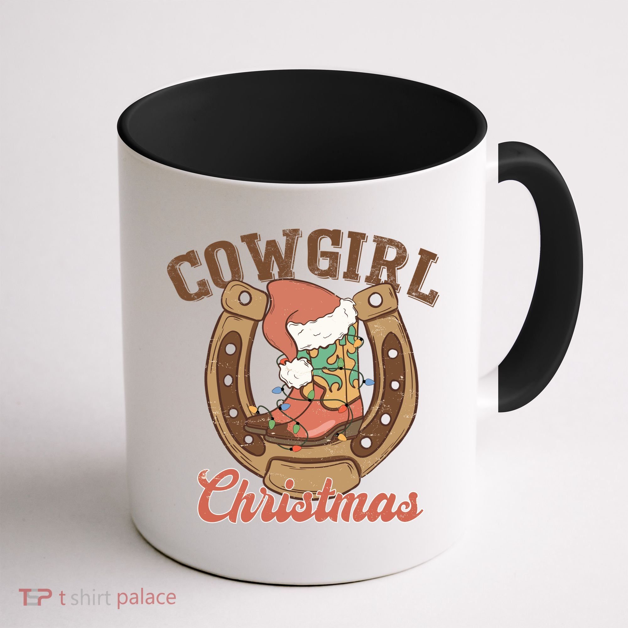 Cowgirl Christmas Lights Boots Funny Xmas Lights Gift Coffee Mug