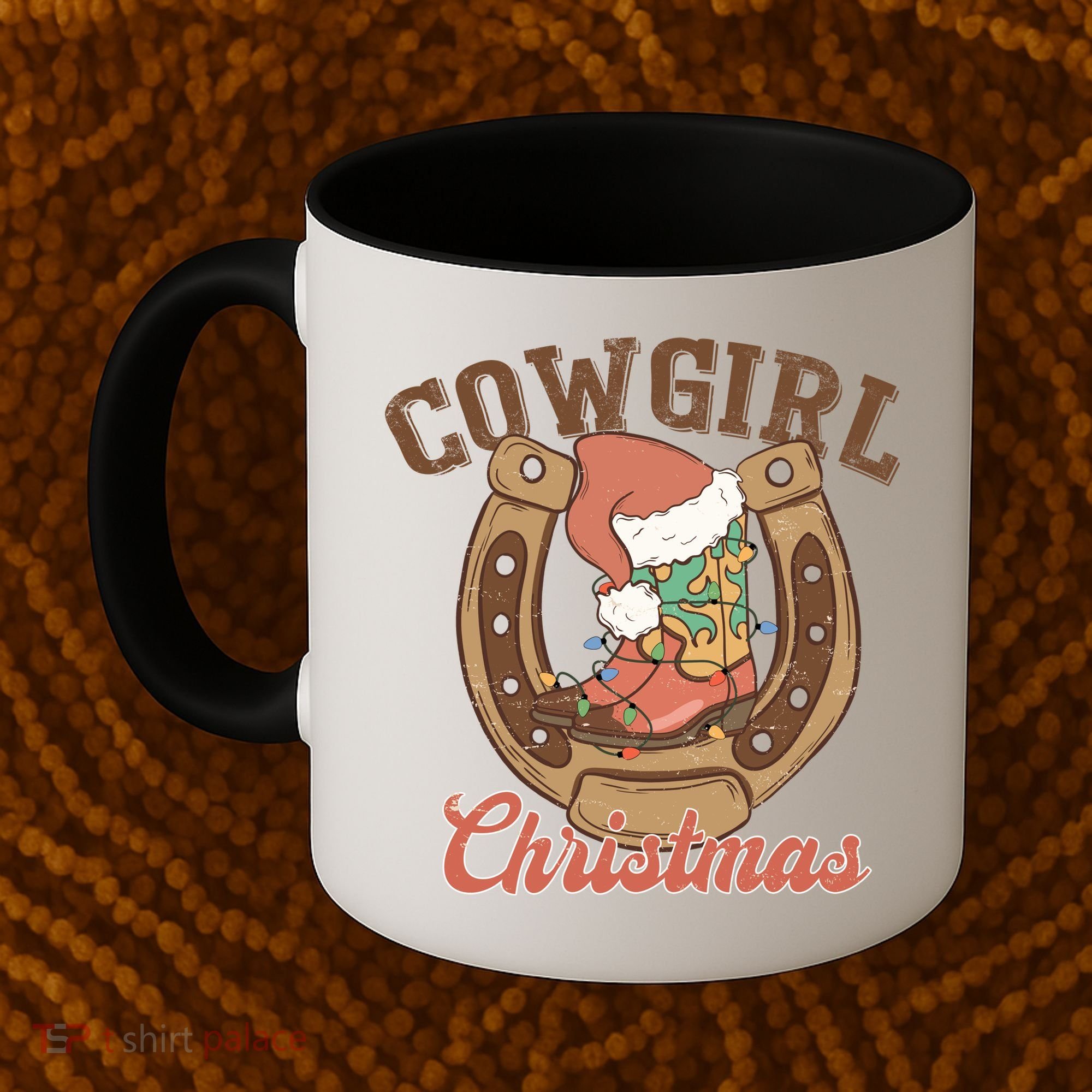 Cowgirl Christmas Lights Boots Funny Xmas Lights Gift Coffee Mug
