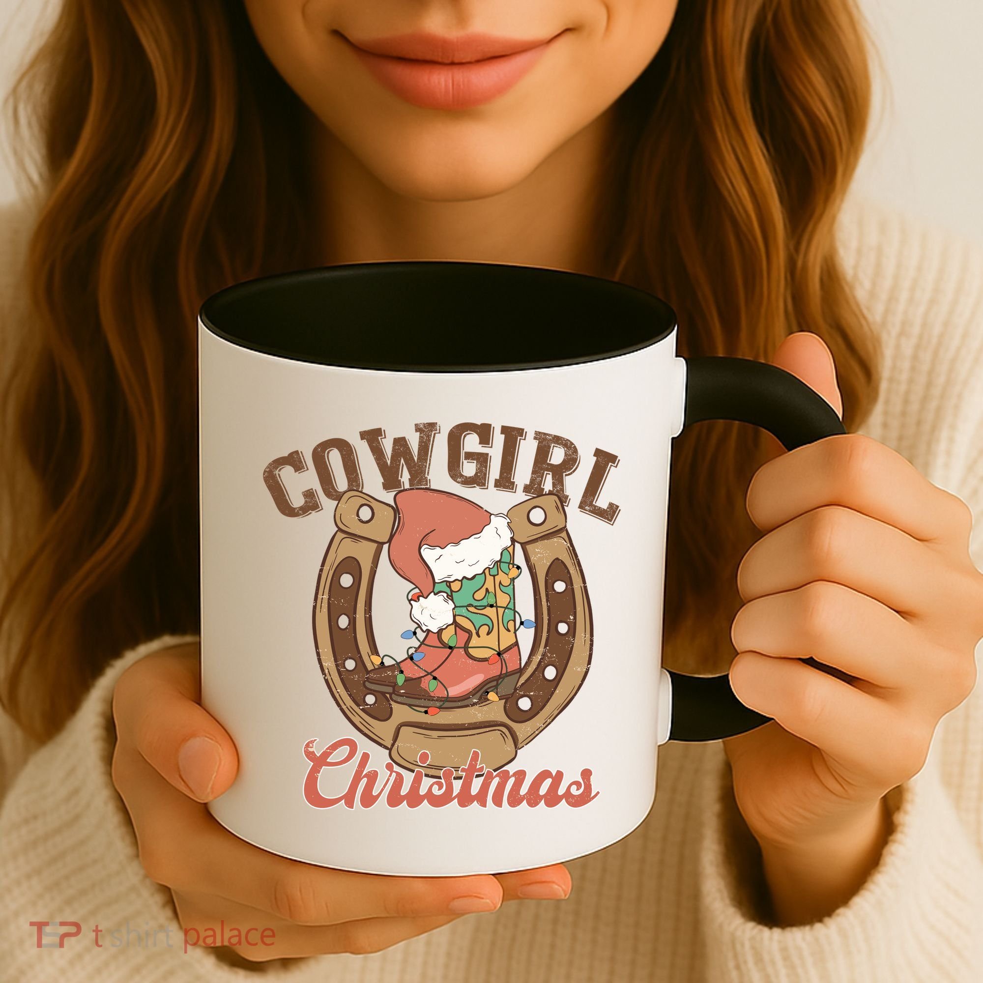Cowgirl Christmas Lights Boots Funny Xmas Lights Gift Coffee Mug