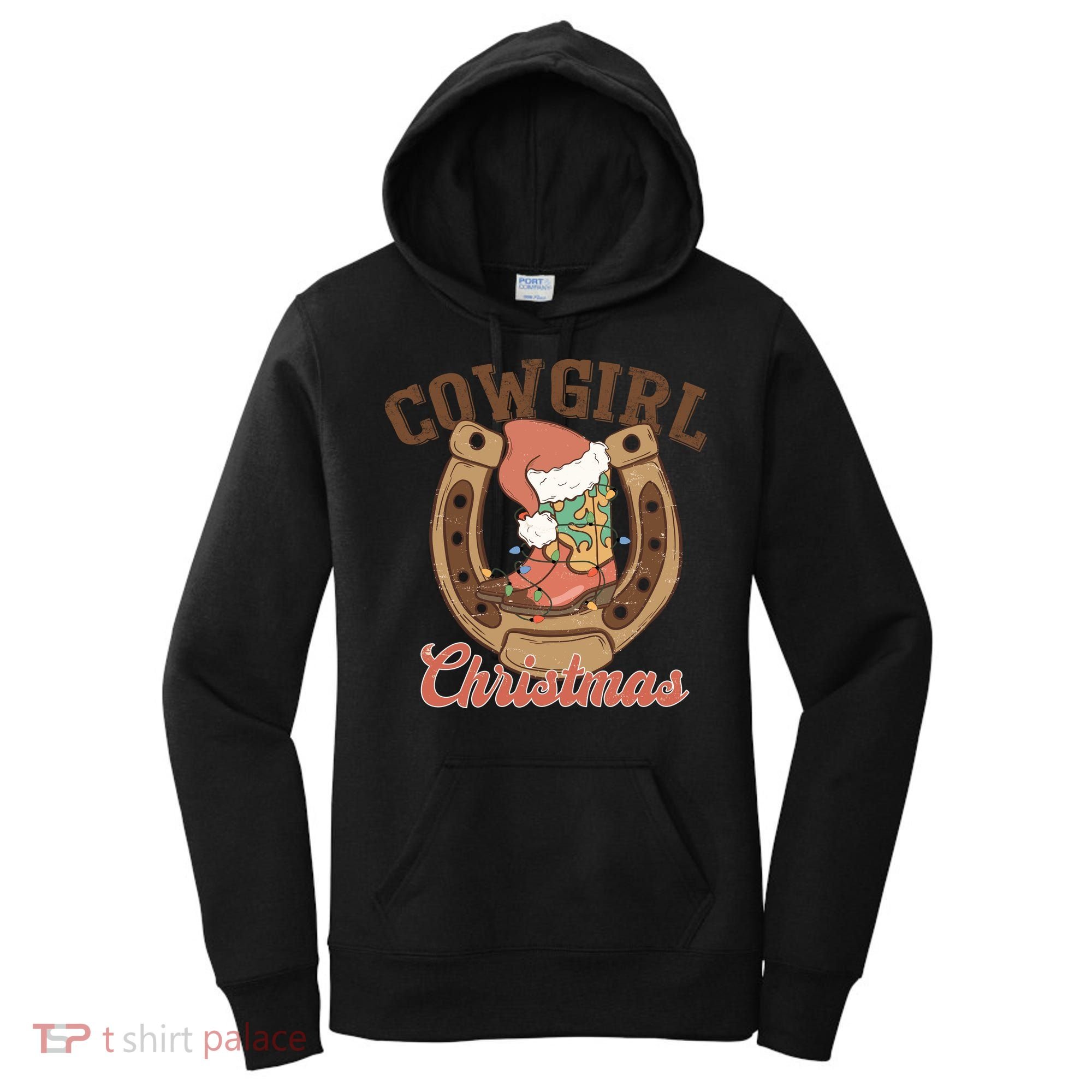 Cowgirl Christmas Lights Boots Funny Xmas Lights Gift Women's Hoodie
