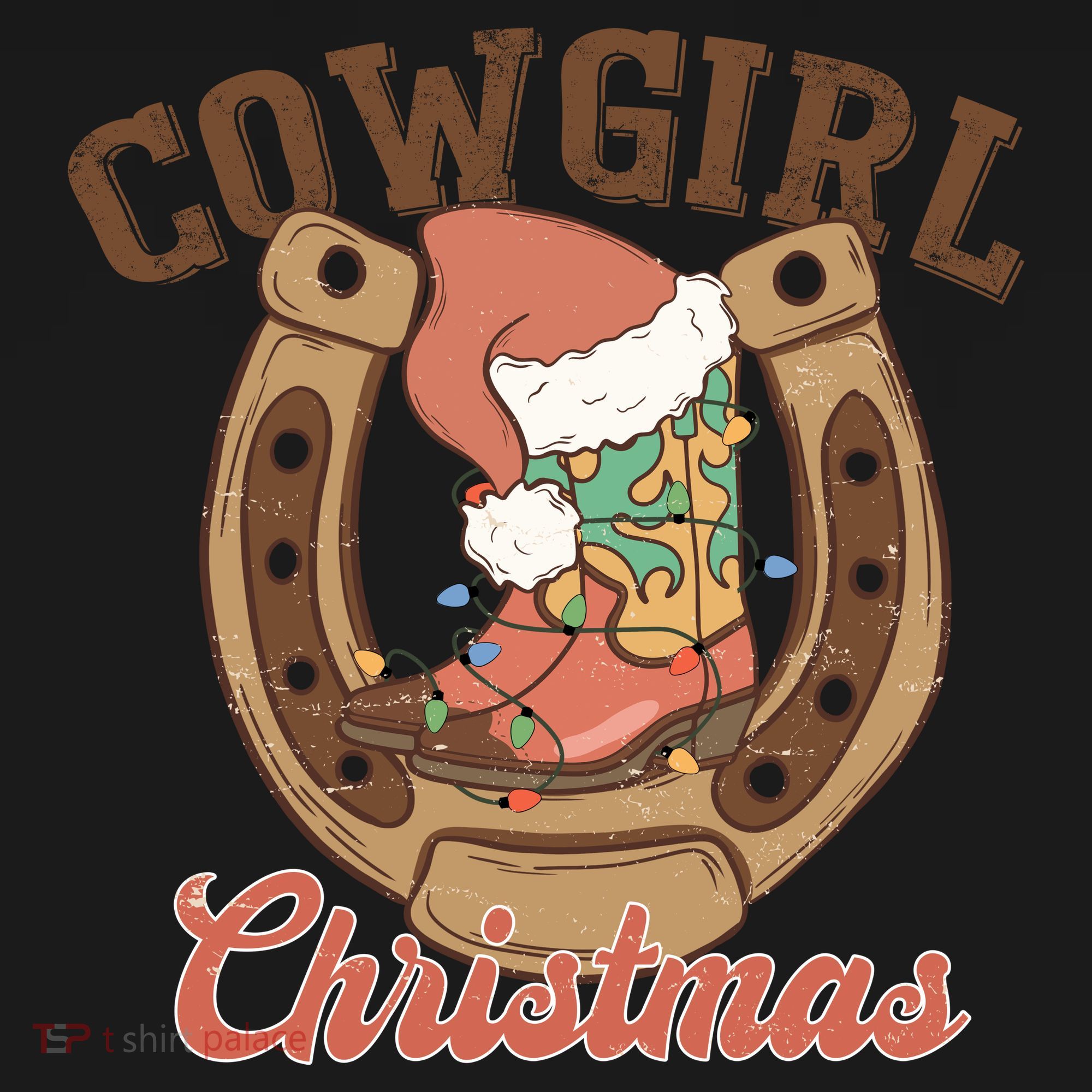 Cowgirl Christmas Lights Boots Funny Xmas Lights Gift Women's Hoodie