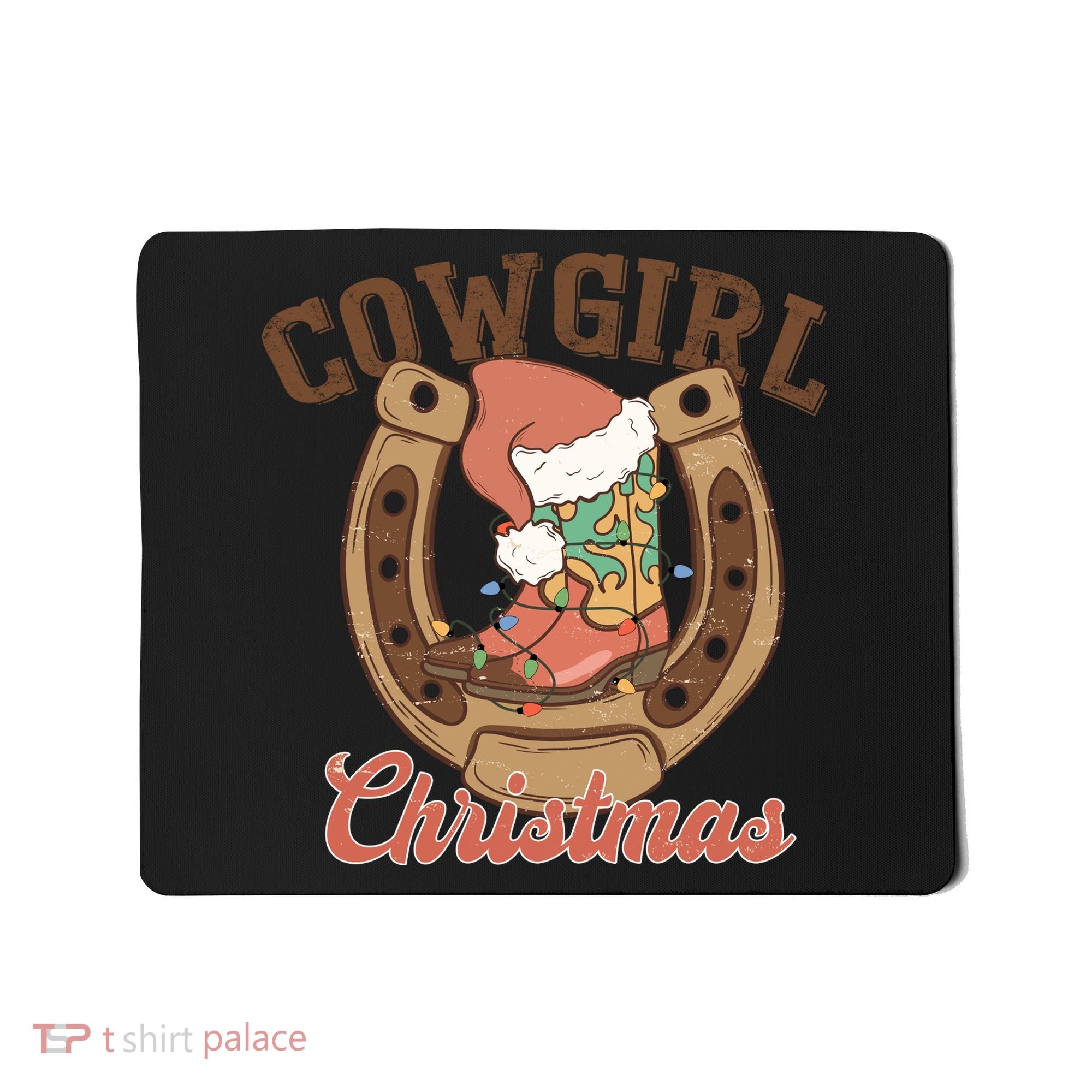 Cowgirl Christmas Lights Boots Funny Xmas Lights Gift Mousepad