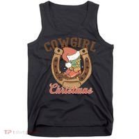 Cowgirl Christmas Lights Boots Funny Xmas Lights Gift Tank Top thumb 0