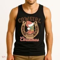 Cowgirl Christmas Lights Boots Funny Xmas Lights Gift Tank Top thumb 3