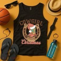 Cowgirl Christmas Lights Boots Funny Xmas Lights Gift Tank Top thumb 4