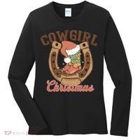 Cowgirl Christmas Lights Boots Funny Xmas Lights Gift Women's Long Sleeve Shirt thumb 0