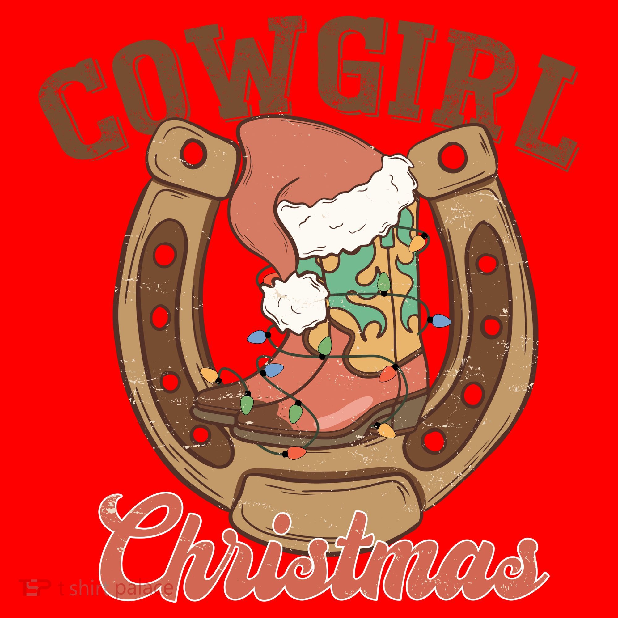 Cowgirl Christmas Lights Boots Funny Xmas Lights Gift Santa Hat