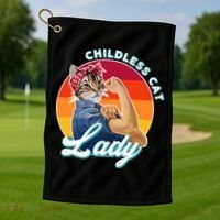 Childless Cat Lady Golf Towel thumb 1