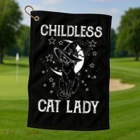 Childless Cat Lady Halloween Cat Golf Towel thumb 1