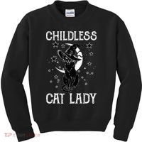 Childless Cat Lady Halloween Cat Kids Sweatshirt thumb 0