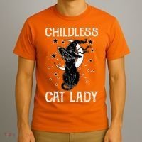 Childless Cat Lady Halloween Cat T-Shirt thumb 3